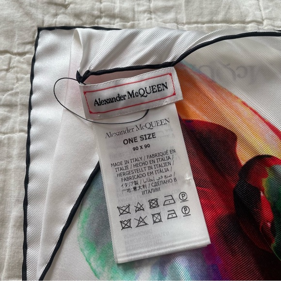 Alexander McQueen Silk Scarf in Solarized Orchid Red Yellow and Ivory - Picture 6 of 6